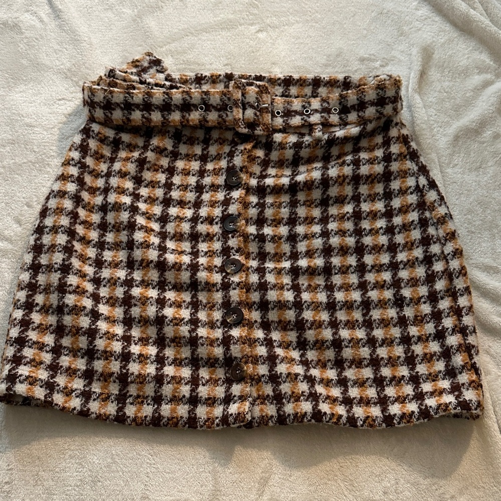 Boutique Plaid Button-Up Skirt